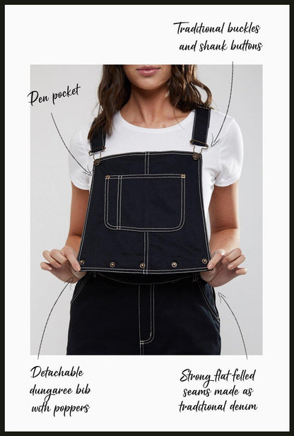 Lindy Bop Leigh Indigo Denim Dungarees - HerSecretCloset.co.uk