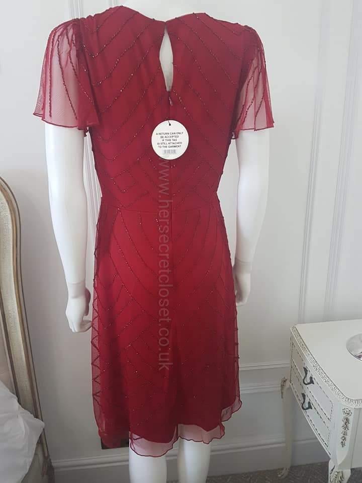 Rochelle Scarlet Beaded Evening Dress From Lindy Bop's Premium "Silver Collection" - HerSecretCloset.co.uk