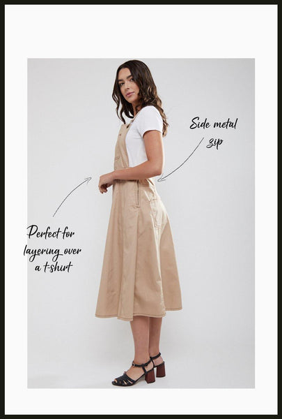 Lindy Bop Damaris Safari Pinafore Dungaree Dress Midi Skirt - HerSecretCloset.co.uk