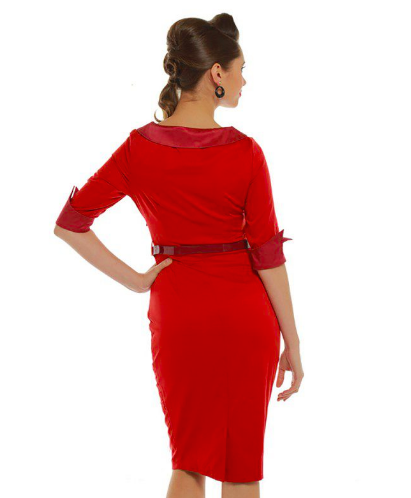 Lindy Bop Evadine Red Front Wrap Wiggle Dress by Lindy Bop - HerSecretCloset.co.uk