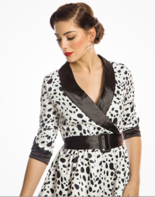 Lindy Bop 'Marisole' Dalmation Print Midi Swing Dress Cruella