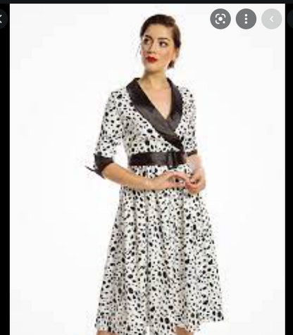 Lindy Bop 'Marisole' Dalmation Print Midi Swing Dress Cruella