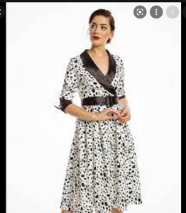 Lindy Bop 'Marisole' Dalmation Print Midi Swing Dress Cruella