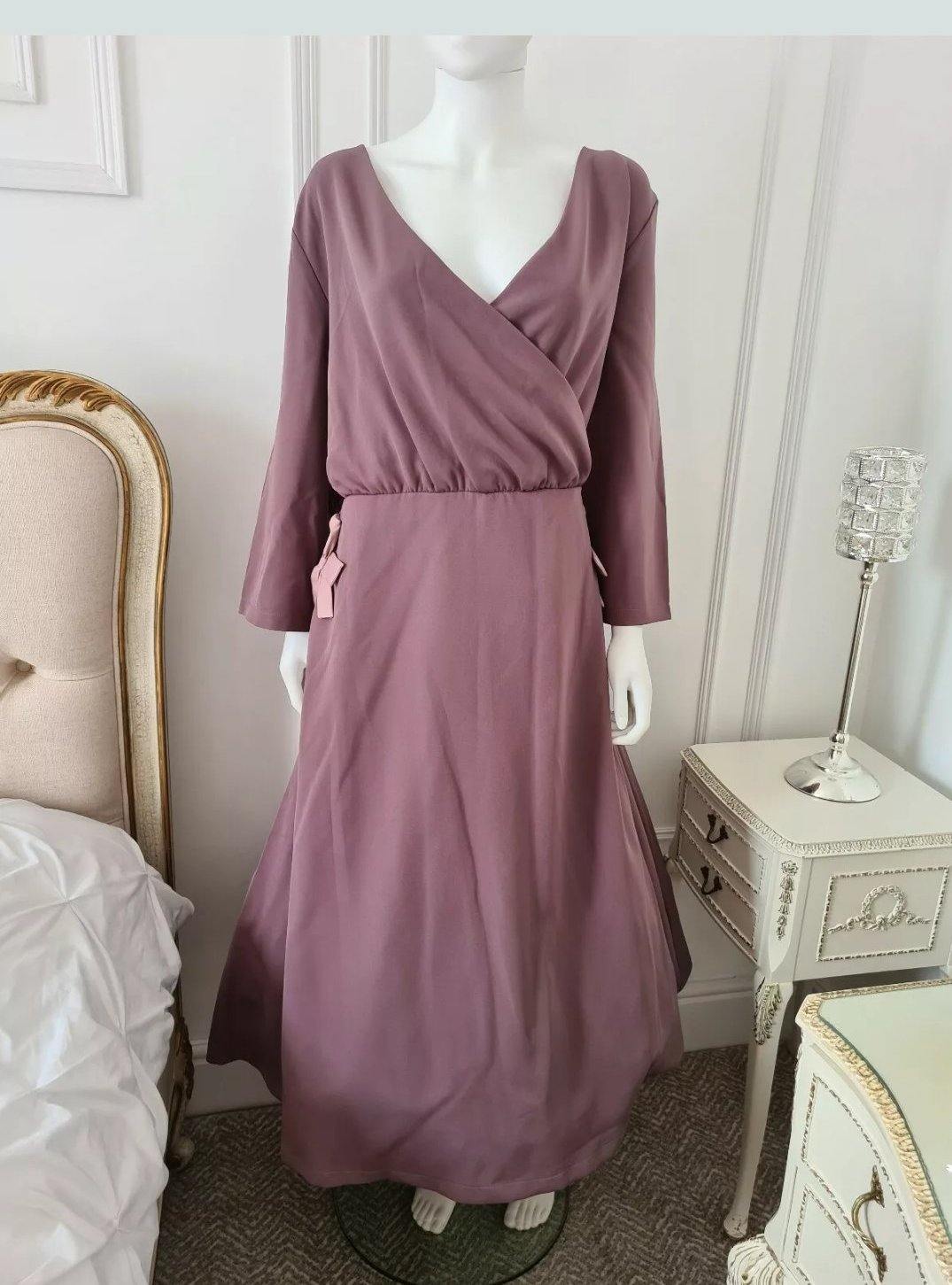 Lindy Bop Michelle Mauve Midi Dress - HerSecretCloset.co.uk