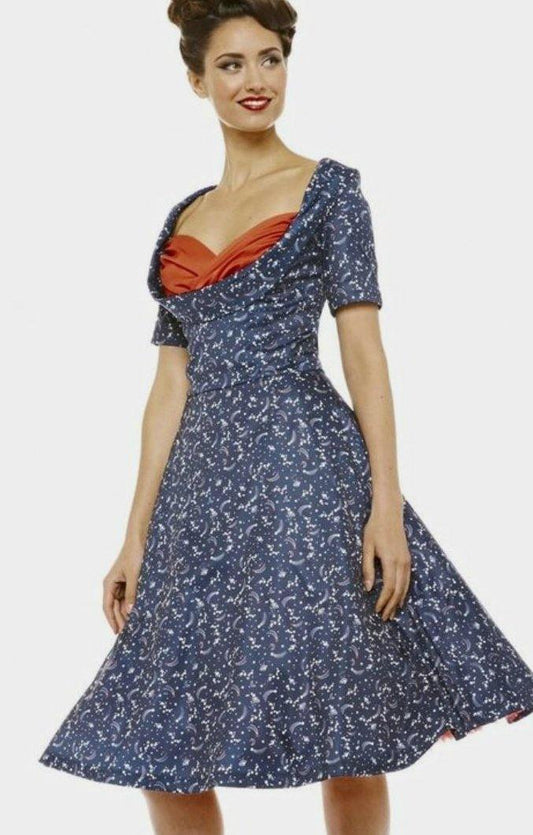 Lindy Bop Sloane Starry Night Vintage Dress - HerSecretCloset.co.uk