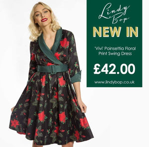Lindy Bop Vivi Poinsettia Floral Swing Dress - HerSecretCloset.co.uk