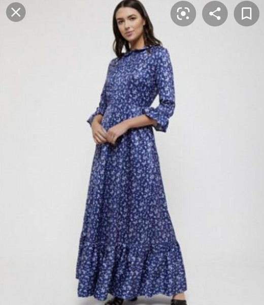 Lindy Bop Deep Blue Paisley Maxi Vintage Dress - HerSecretCloset.co.uk