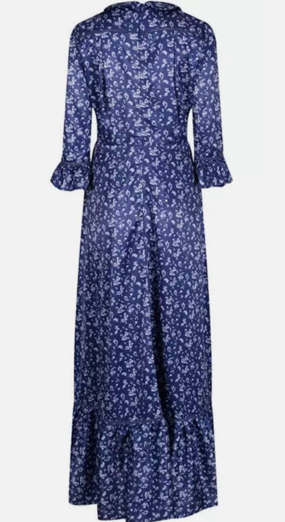 Lindy Bop Deep Blue Paisley Maxi Vintage Dress - HerSecretCloset.co.uk