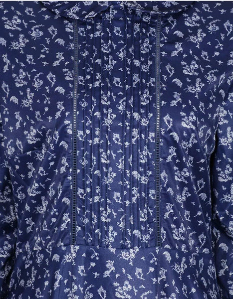 Lindy Bop Deep Blue Paisley Maxi Vintage Dress - HerSecretCloset.co.uk