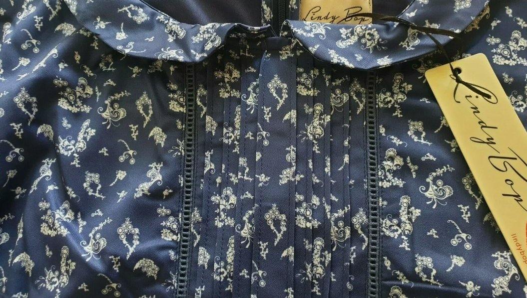 Lindy Bop Deep Blue Paisley Maxi Vintage Dress - HerSecretCloset.co.uk