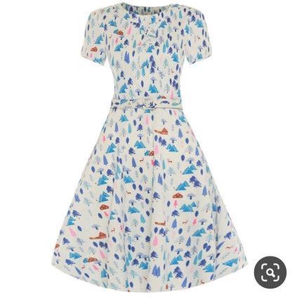 Lindy Bop Clarissa White Winter Dress - HerSecretCloset.co.uk