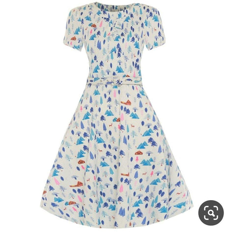 Lindy Bop Clarissa White Winter Dress - HerSecretCloset.co.uk