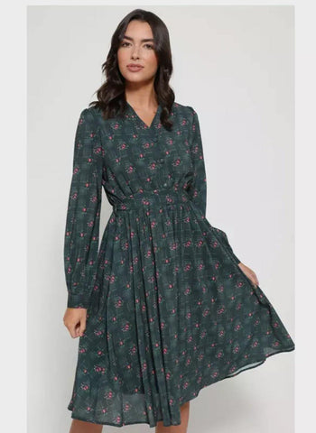 Lindy Bop Ivory Rose Plaid Check Dress - HerSecretCloset.co.uk