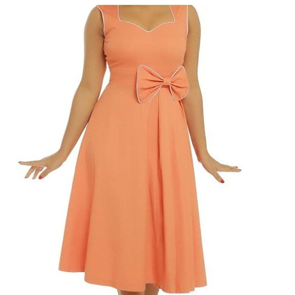 lindy bop orange dress Lindy Bop Adalene Skirt in Orange Polka