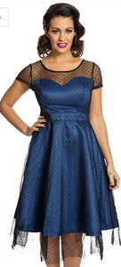 Lindy Bop 'Leona' Royal Blue Polka Dot Mesh Prom Dress - HerSecretCloset.co.uk