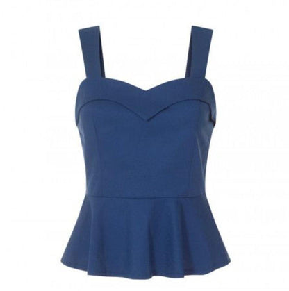 Lindy Bop Laurie Navy Peplum Top - HerSecretCloset.co.uk