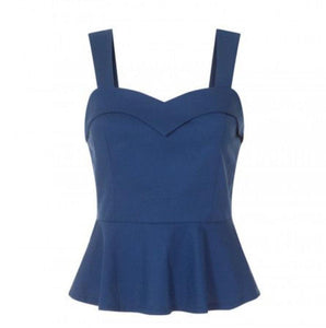Lindy Bop Laurie Navy Peplum Top - HerSecretCloset.co.uk