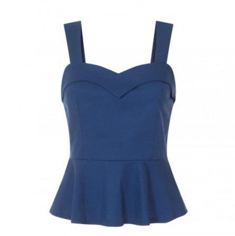 Lindy Bop Laurie Navy Peplum Top - HerSecretCloset.co.uk