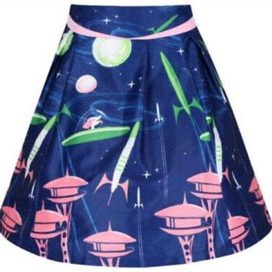 Lindy Bop Alizey Navy Space Skirt - HerSecretCloset.co.uk