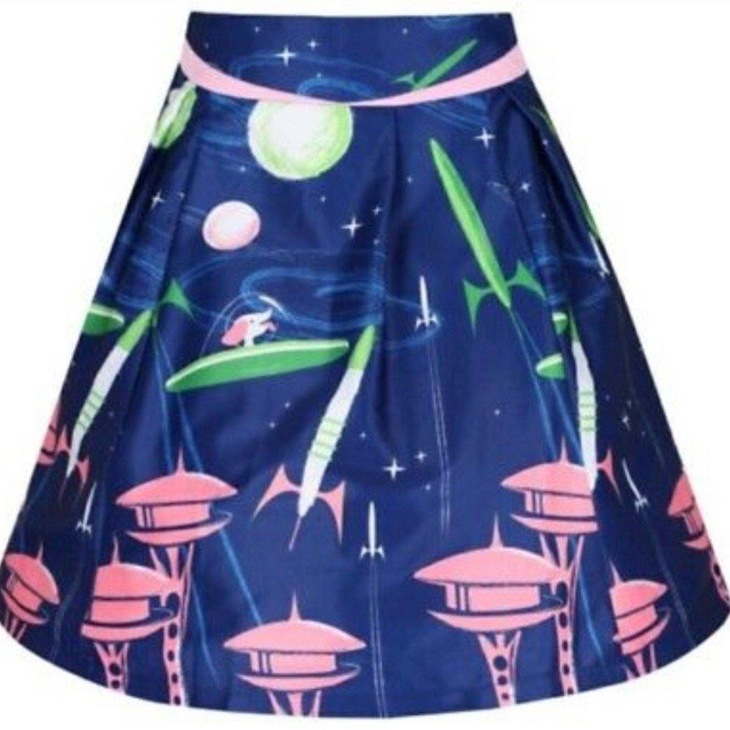 Lindy Bop Alizey Navy Space Skirt - HerSecretCloset.co.uk