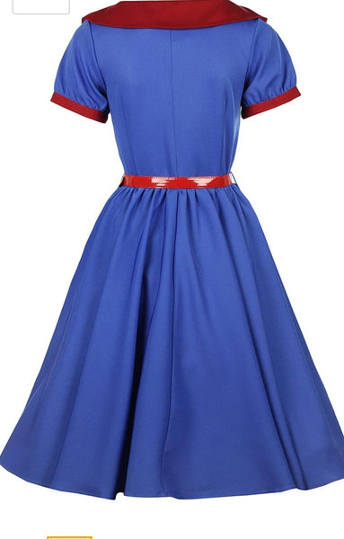 Lindy Bop Vintage 1950s Style Odette Blue Swing Evening Party Dress - HerSecretCloset.co.uk