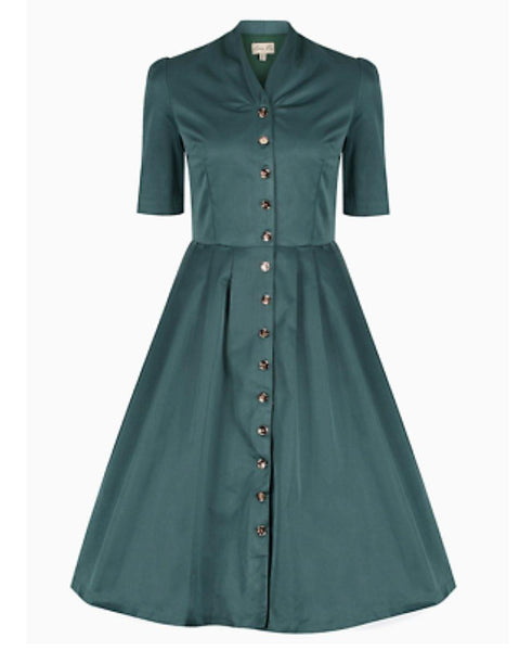Lindy Bop 'Savannah' vintage inspired shirt dress with box pleated skirt section.  - HerSecretCloset.co.uk