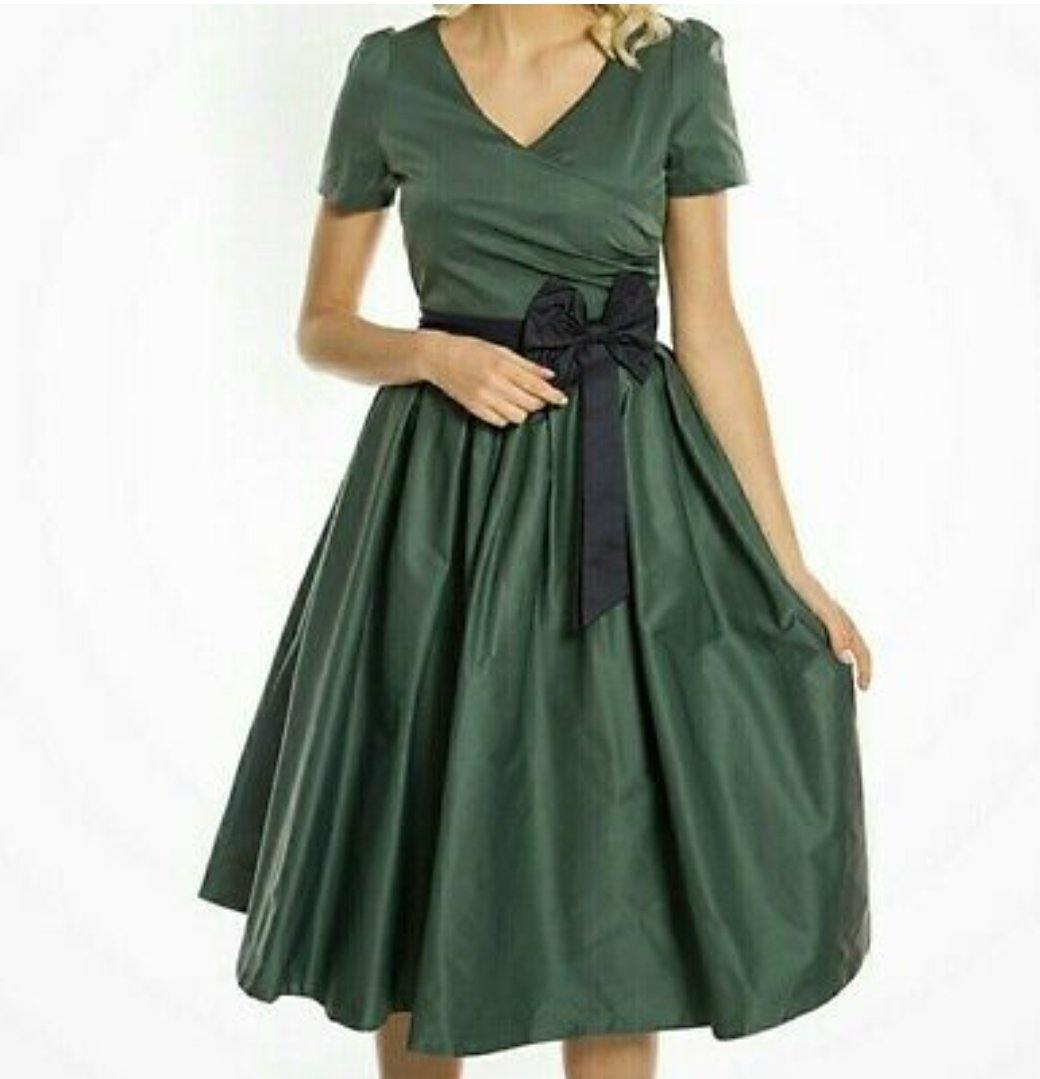 Lindy Bop Gina Teal Evening Christmas Occasion Dress - HerSecretCloset.co.uk