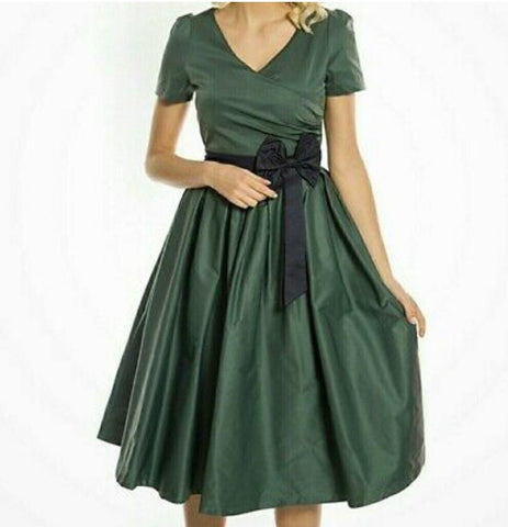 Lindy Bop Gina Teal Evening Christmas Occasion Dress - HerSecretCloset.co.uk