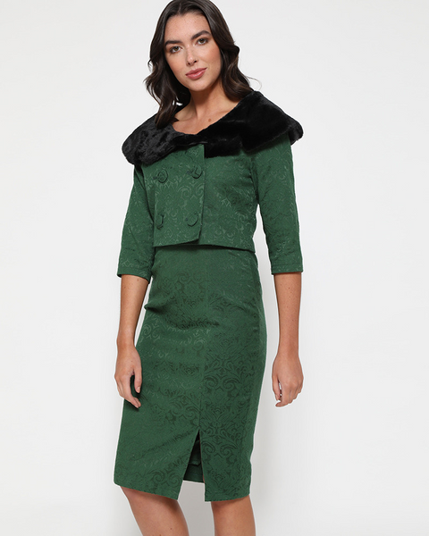 Lindy Bop Beverly Emerald Pencil Dress Twin Set - HerSecretCloset.co.uk