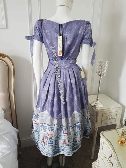 Lindy Bop Quality Carissa Snow Scene Christmas Midi Dress - HerSecretCloset.co.uk