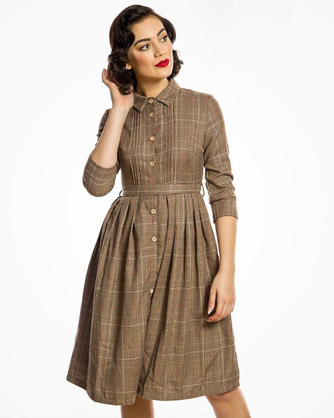 Lindy Bop Charlotte Rustic Check Shirt Swing Dress - HerSecretCloset.co.uk
