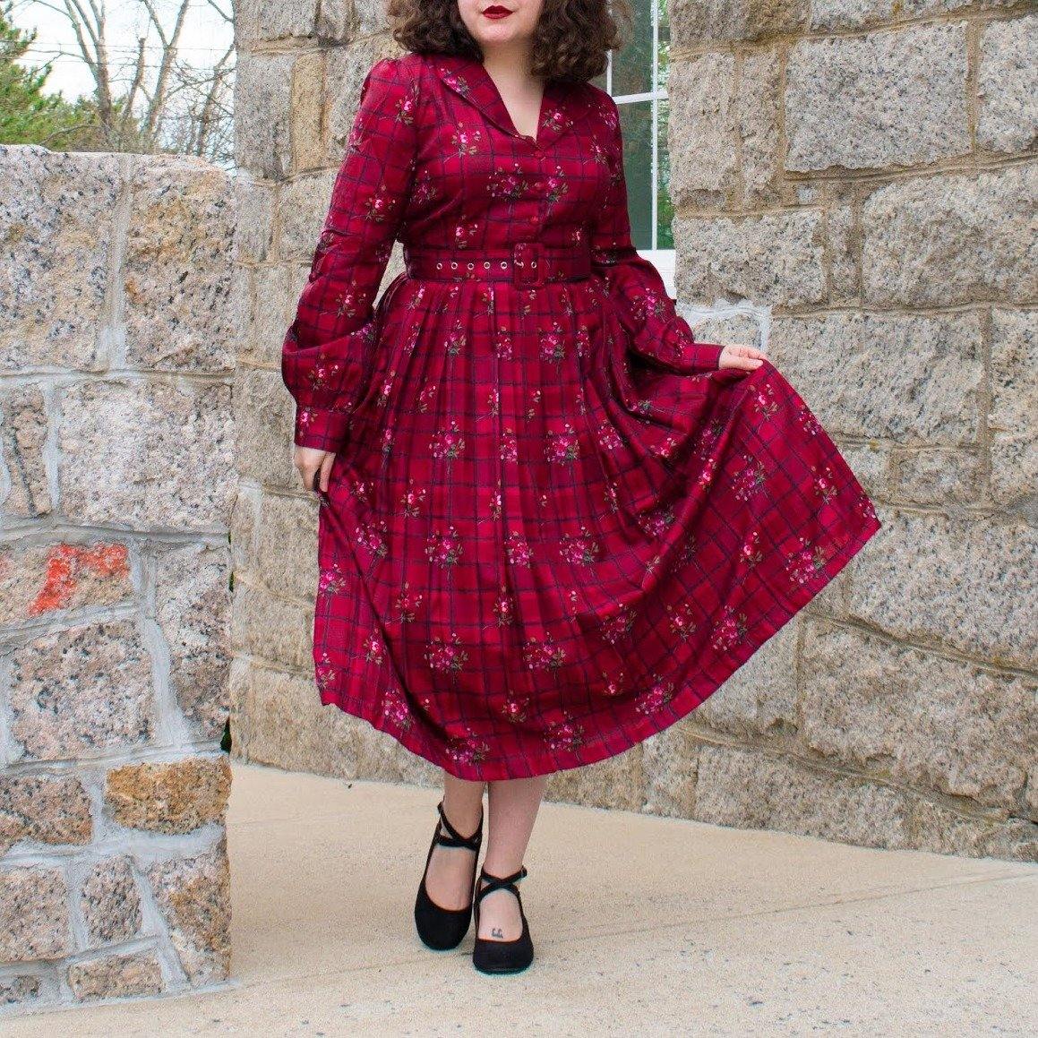 Lindy Bop Shannon Rose Plaid Check Vintage Style Dress - HerSecretCloset.co.uk