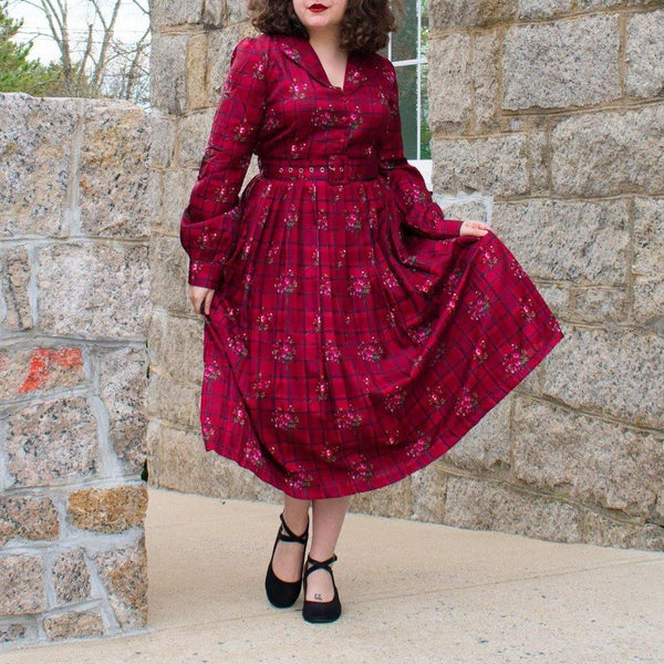 Lindy Bop Shannon Rose Plaid Check Vintage Style Dress - HerSecretCloset.co.uk