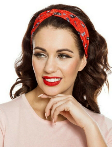 Lindy Bop Red Cat Turban Headband Hairband Hair Accessories - HerSecretCloset.co.uk