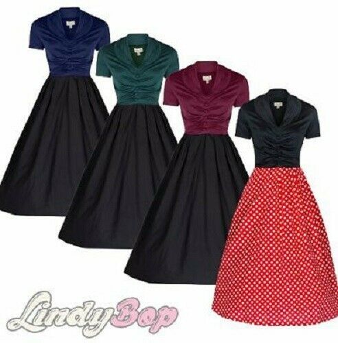 Lindy Bop 'Elsa' Polka Dot Vintage 1950's Rockabilly Swing Jive Shirt Dress