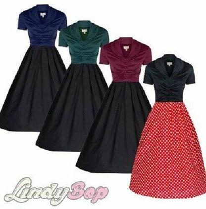 Lindy Bop 'Elsa' Polka Dot Vintage 1950's Rockabilly Swing Jive Shirt Dress