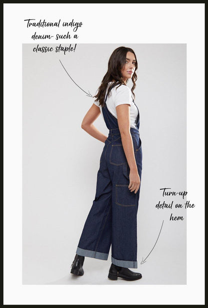 Lindy Bop Leigh Indigo Denim Dungarees - HerSecretCloset.co.uk