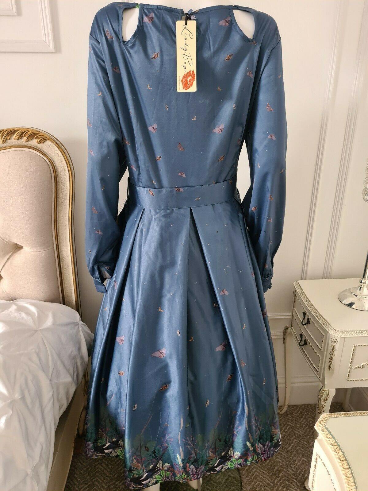 Lindy Bop Tea Dress Woodland Magpie Boho Pleated Landgirl Style - HerSecretCloset.co.uk