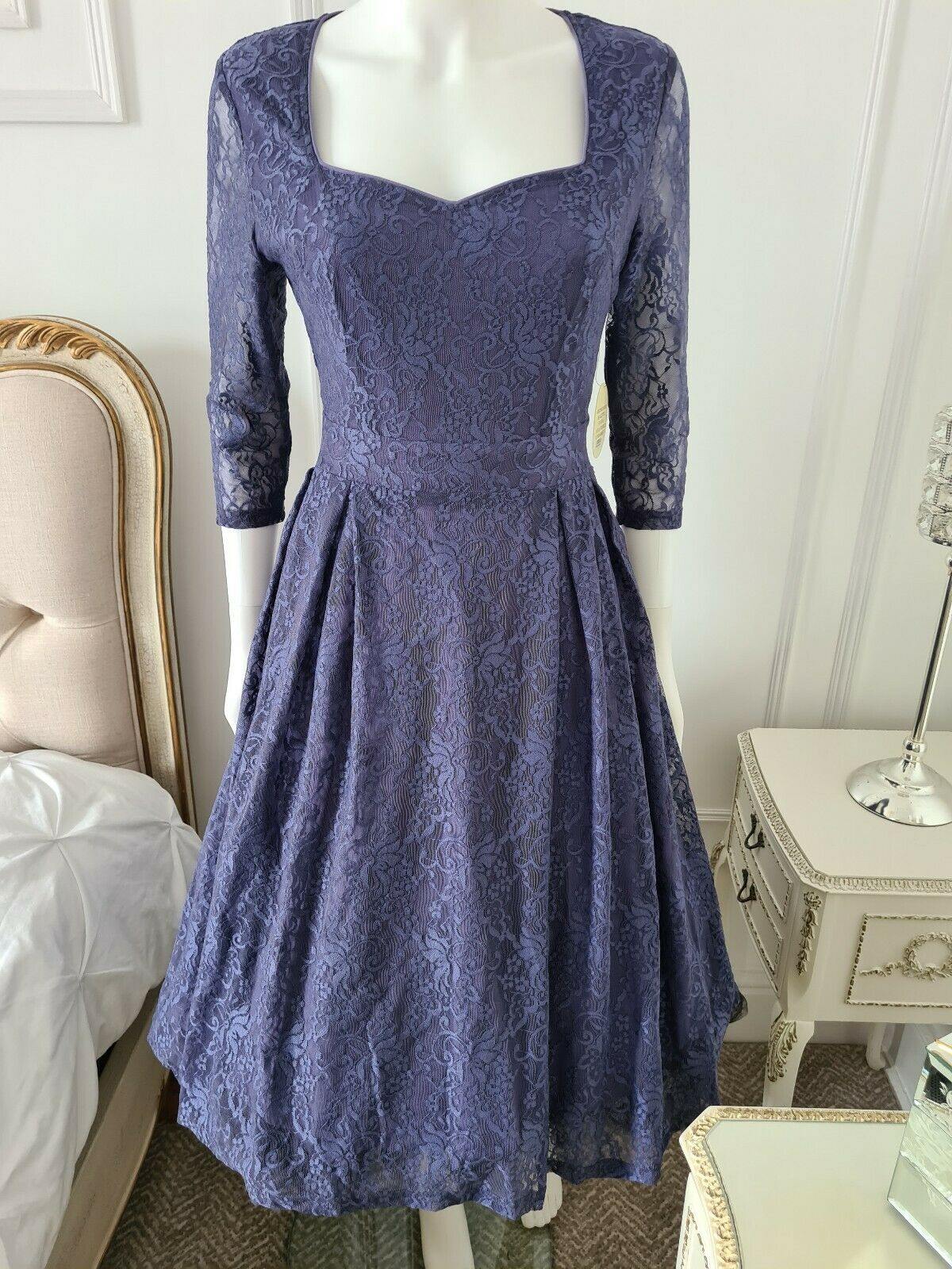 Lindy Bop Lisette Lavender Swing Dress 1950s Style - HerSecretCloset.co.uk