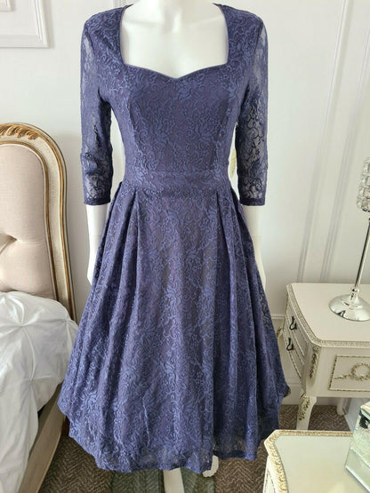 Lindy Bop Lisette Lavender Swing Dress 1950s Style - HerSecretCloset.co.uk