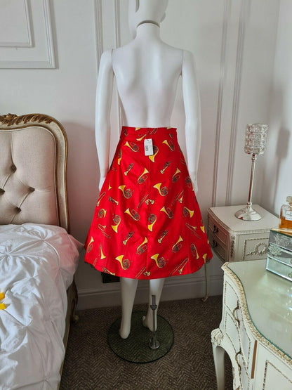 LINDY BOP GERDIE RED HORNS SKIRT MUSICAL INSTRUMENTS VINTAGE RETRO SKIRT - HerSecretCloset.co.uk