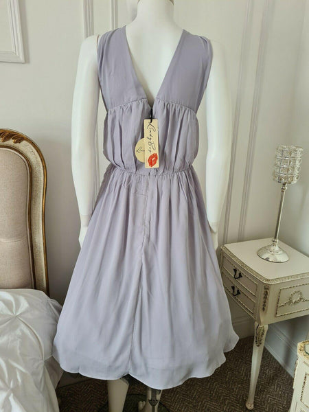 Lindy Bop Ada Grey Halterneck Swing Dress - HerSecretCloset.co.uk