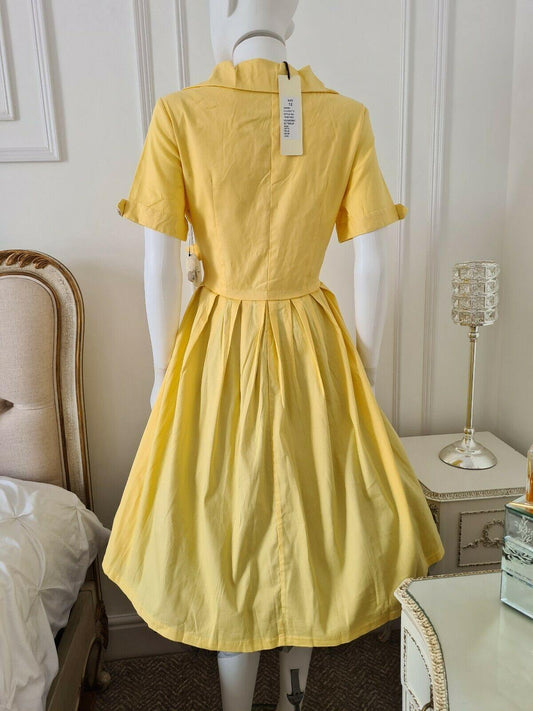 Lindy Bop Claudette Buttercup Summer Yellow Dress - HerSecretCloset.co.uk