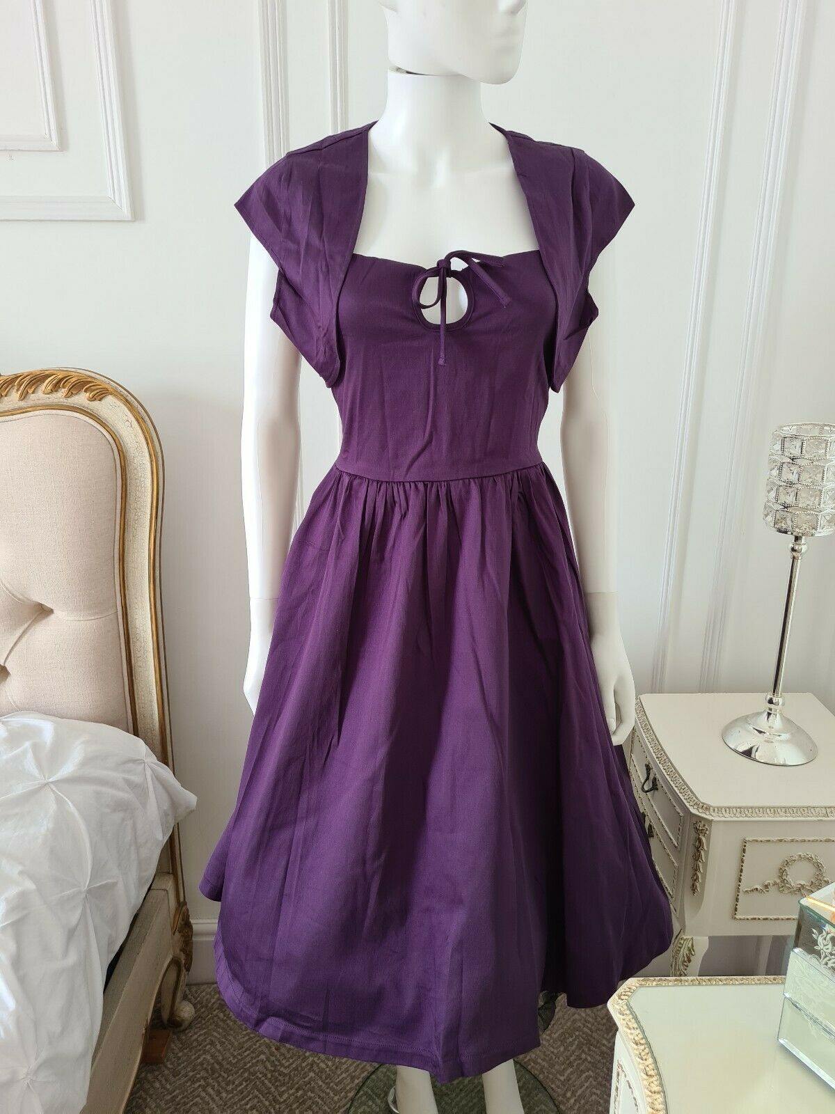 Lindy Bop Libby Deep Purple Swing Dress And Bolero Set - HerSecretCloset.co.uk