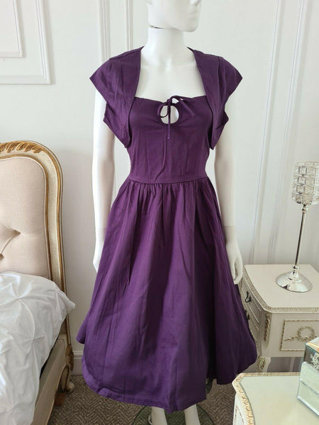 Lindy Bop Libby Deep Purple Swing Dress And Bolero Set - HerSecretCloset.co.uk