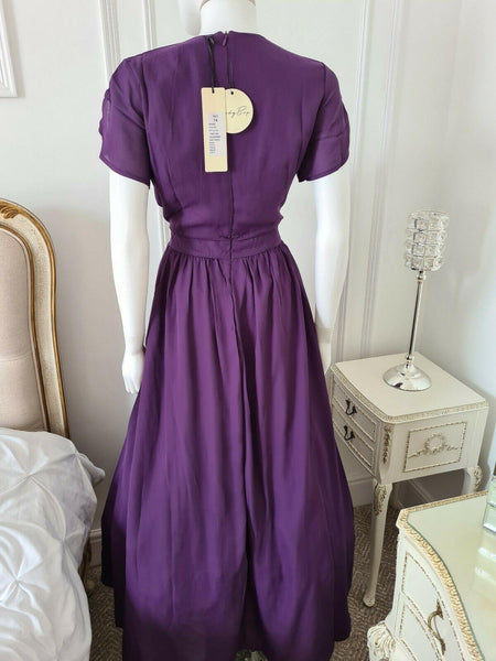 Lindy Bop Aisling Dark Purple Maxi Evening Prom Ball Dress - HerSecretCloset.co.uk