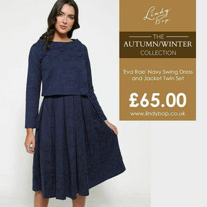 Lindy Bop 'Eva Rae' Navy Swing Dress and Jacket Twin Set - HerSecretCloset.co.uk