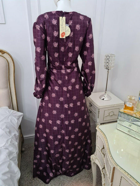 Lindy Bop Juno Rose Check Boho Vintage Maxi Dress - HerSecretCloset.co.uk