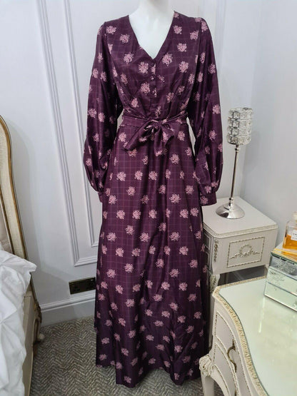 Lindy Bop Juno Rose Check Boho Vintage Maxi Dress - HerSecretCloset.co.uk
