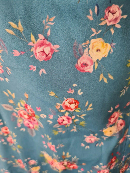 LINDY BOP Dawn Dress - Turquoise Vintage Rose - HerSecretCloset.co.uk